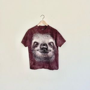 The Mountain Sloth Face Graphic Brown Tie Dyed T Shirt Adult size Medium